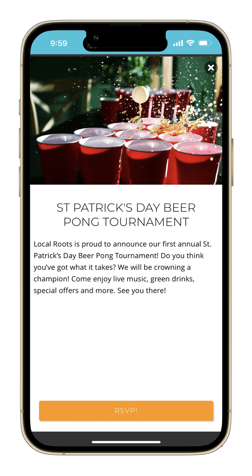 Brewery App - In App Message for Upcoming Event Promotion