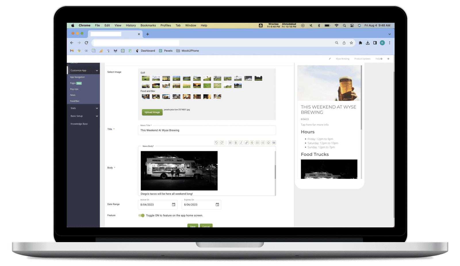 Create A News Item Dashboard Page